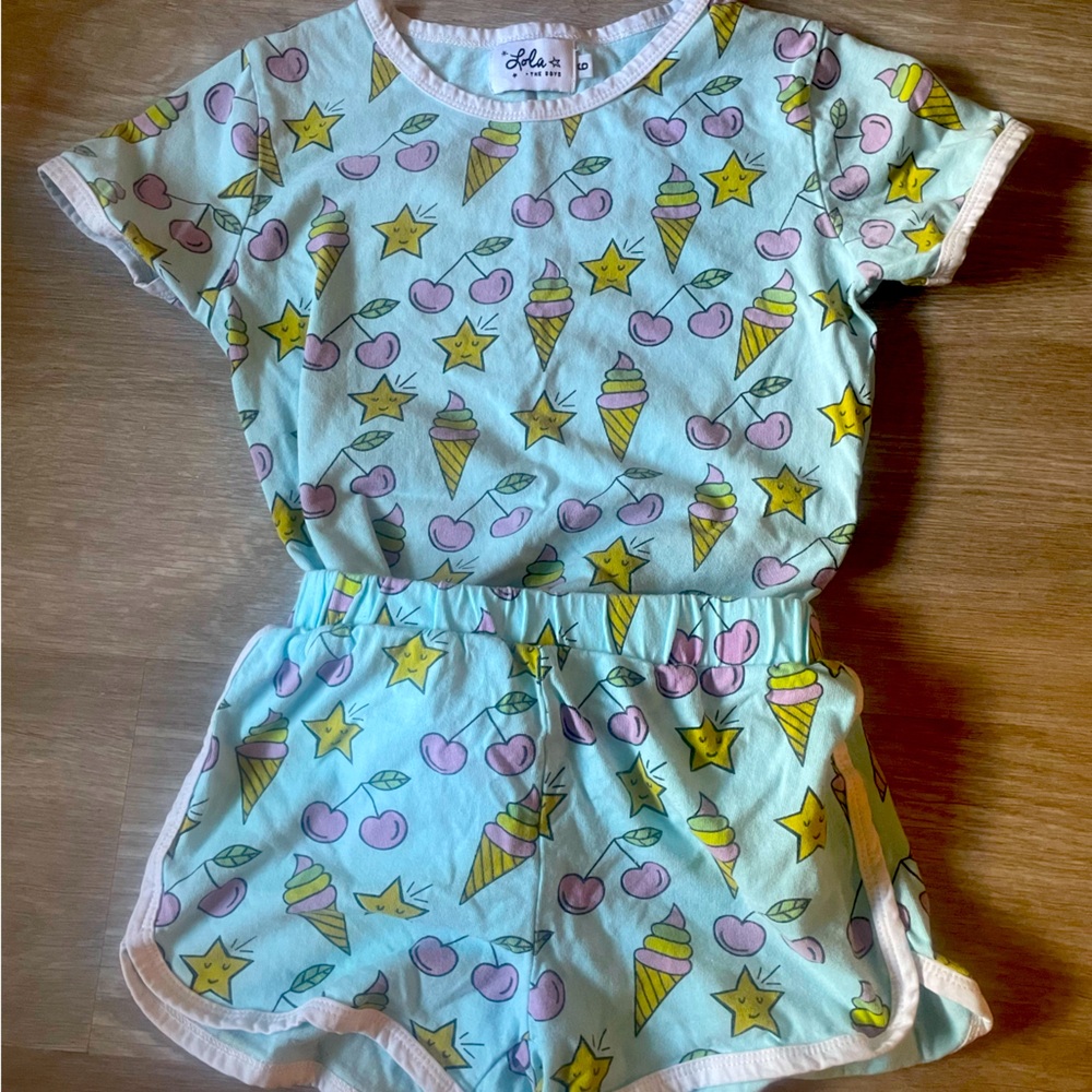 Kids designer brand shirt and short set from Lola and the Boys.